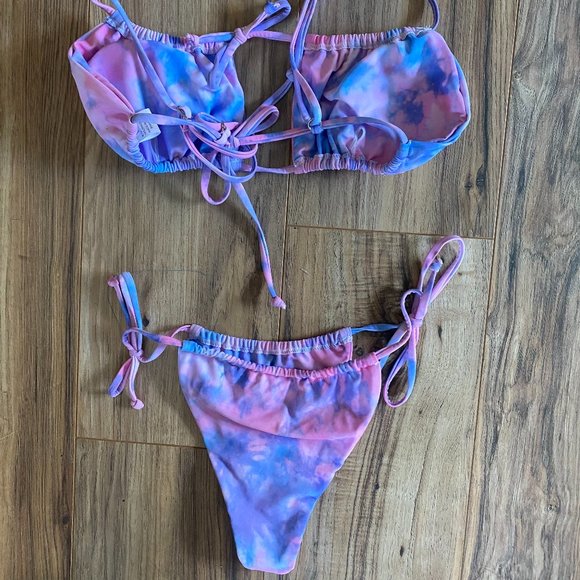 Princess Polly Pink/Purple Tie-Dye String Cheeky Bikini *NEVER WORN* - Picture 2 of 4